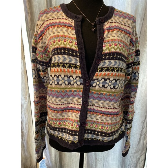 VTG Paul Harris Design Womens M Multicolor  Cardigan Sweater - Picture 1 of 7